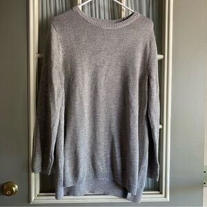 J Jill Gray and Silver Metallic Knit Crewneck Sweater